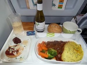 business class flights meal